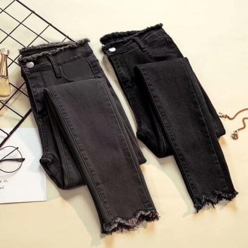 Autumn and winter 2020 Fashion Casual new Korean large size fat mm high waist thin pencil feet nine-point jeans