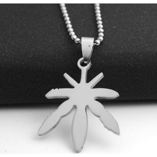European American Canada Jamaica Hemp Maple Leaf Necklace African Plants Tree Weed Foliage Leaves Stainless Steel Necklaces