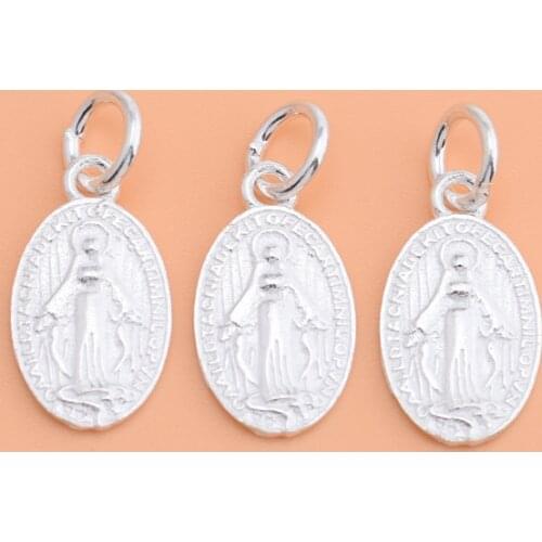 S925 sterling silver pendant, Our Lady of Jesus and Mary medallion pendant, handmade DIY accessories