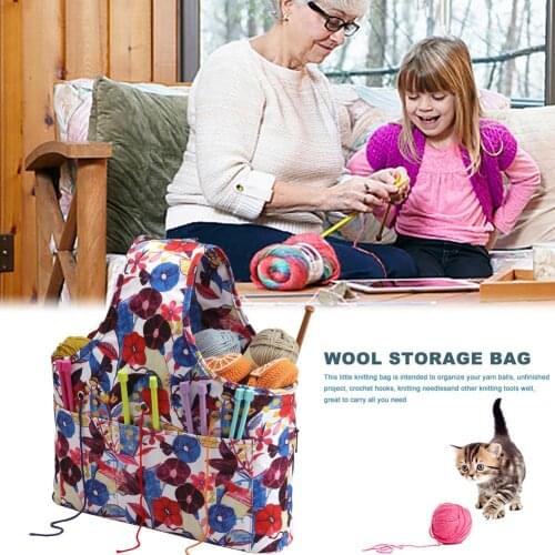 Portable Knitting Storage Bag Yarn Floral Bag For Crochet Hook Knitting Needles Craft Yarn Bag Sewing Tools Accessories