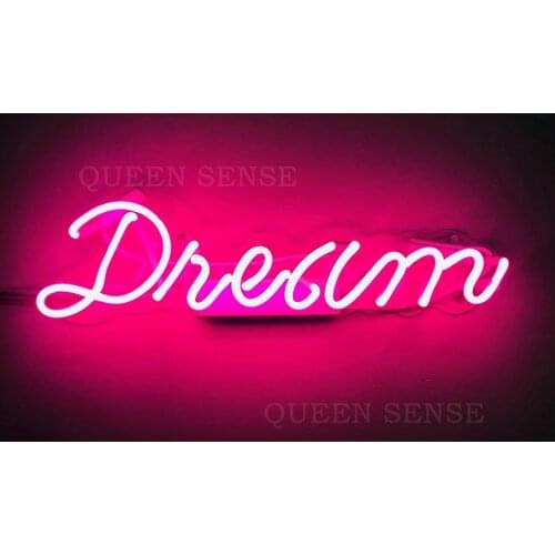 14“ Dream Pink Acrylic Custom Neon Light Lamp Sign Beer Bar Handmade Real Glass Decorate Home Wall Room Windows Tube Artwork