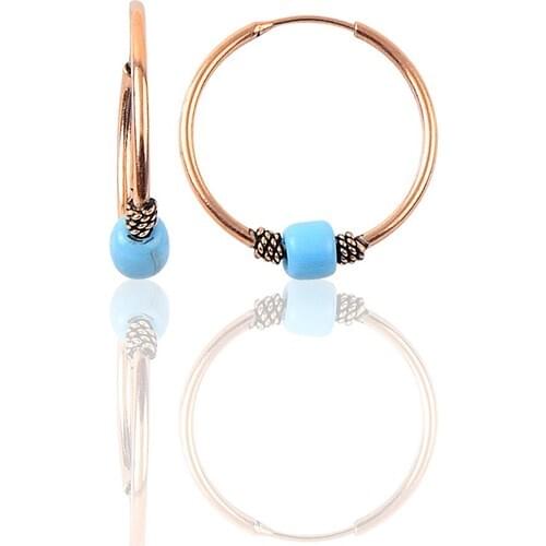 Willowy Si̇lver Silver 17 mm Turquoise Cubic Zirconia Hoop Earrings