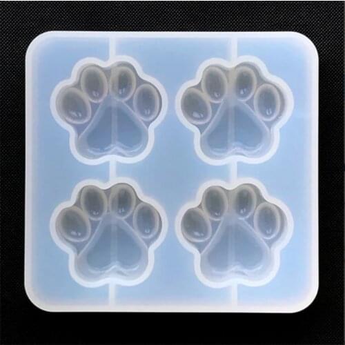 Cat Paw Silicone Mold (4 Cavity) Dog Paw Mold Animal Clear Mold for UV Resin Decoden Cabochon DIY Resin Molds for Jewelry