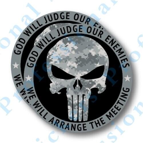 SKULL STICKERS God Will Judge Our Enemie Car Truck Decal Military Camo PVC Sticker Decal Motorcycle waterproof Decal