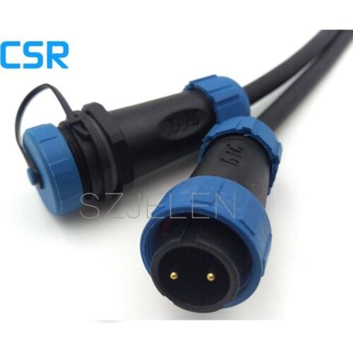 SY1710, Waterproof Connector 2 pin, IP68, 2-pin serial connector, wire to wire power connector plug is installed