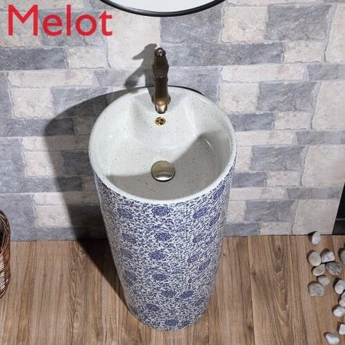 Domestic pedestal basin antique vertical wash basin outdoor integrated platform basin garden