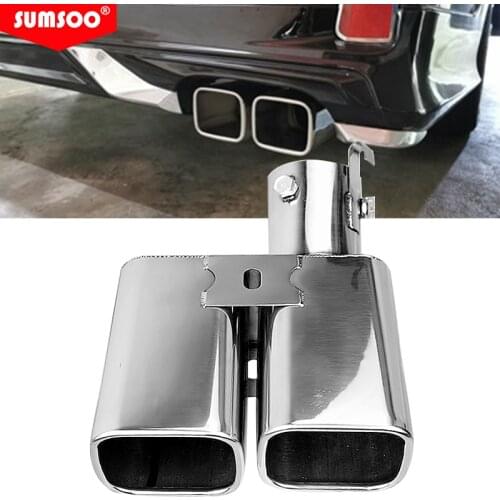Genuine sumsoo Universal Car Inlet Double-Barrel Rear Exhaust Tip for Alphard Tail Pipe Muffler Stainless Steel Car Accessories
