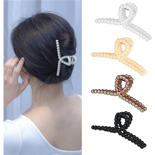 4PCS Hair Claw Clips Decorative Fake Pearl Hair Catch Barrettes Hair Jaw Clamps Headband Hairpin Hair Crab Hair Accessories