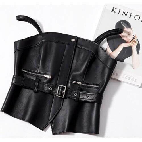 Genuine Leather Waistcoat Women Vest Sexy Sleeveless Coat 2021 New High Quality Real Sheepskin Leather Gilet Slim Style