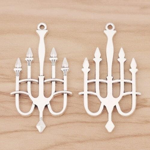 10 Pieces Tibetan Silver CANDELABRA Candle Holder Charms Pendants for DIY Necklace Jewelry Findings Making