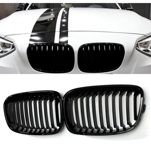 2PCS Gloss Black Car Front Hood Kidney Bumper Grille Racing Grill For BMW F20 F21 1 Series 2011 2012 2013 2014 Car Styling