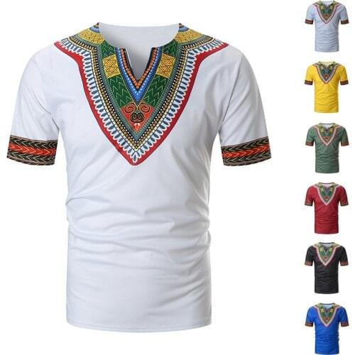 2021 White Slim Fit Short Sleeve African Dress T Shirt Men Clothing Fashion African Dashiki Tee Shirt Homme African Clothes XXL