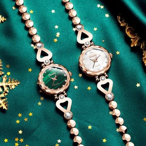 2021 Sunkta Brand Women Watches Fashion Round Ladies Quartz Watch Green Dial Simple Rose Gold Luxury Tungsten Steel Woman Watch