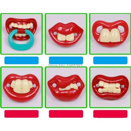6Xfunny Red kissable silicone lips baby infant pacifier mustachifier toddlers food grade BPA free baby shower party games favors