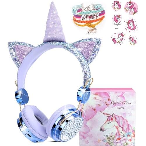 Wireless Headphones for Kids Girl Children Unicorn Fones Blue-tooth Headset with Mic for Daughter Birthday Gifts Phone Headphone