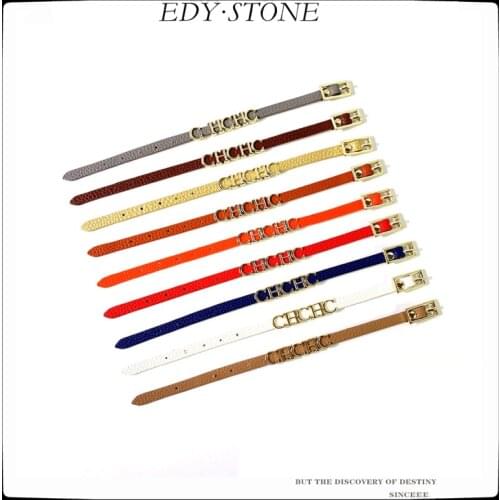 EDY 21SS New Punk Vintage Top Brand Colorful Letter PU Leather Personality Trend Bracelet For Men Women Men Girls Jewelry