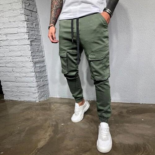 Cargo Pants Men 2021 New Men Fashion Black Casual Pants Cotton Splicing Multi Pocket Harem Green Joggers Trousers For Men