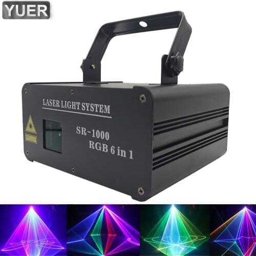 Disco Light 1W RGB 6IN1 Animation Laser Projector Christmas Party DJ Light DMX512 Voice-activated Disco Xmas For Wedding