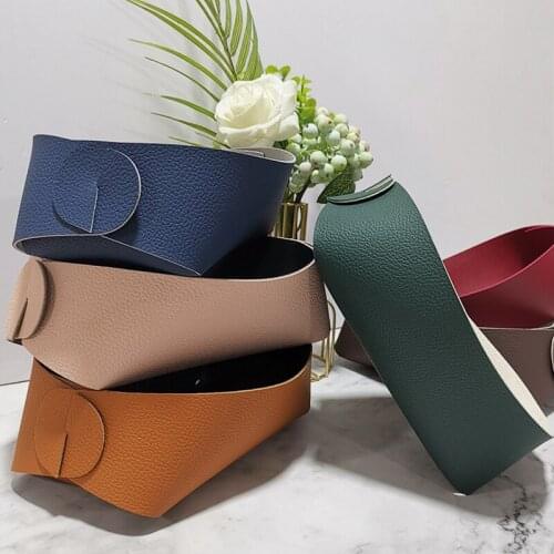 Home Accessories Folding Desktop Organizer Pu Jewelry Tray Makeup Stationery Holder Storage Box For Keychain Small Items