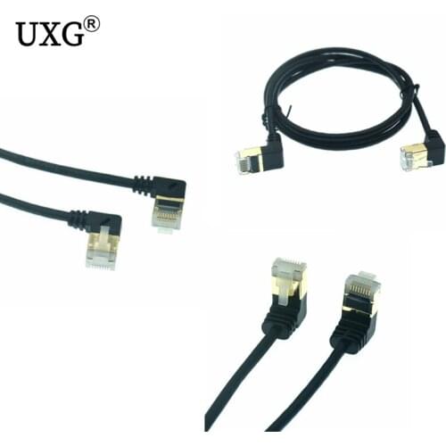 Ethernet Thin Cable RJ45 Cat7 Lan Ultra Slim Cable UTP RJ45 Network Cable for Cat6 Compatible Patch Cord 90 Degree Double bend