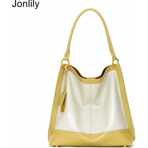 Jonlily Women Genuine Leather Shoulder Bag Female Fashion Trends Messenger Elegant Handbag Totes Teens Daybag Purse -KG620