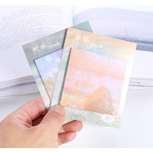 Stationery Memo Stickers Creative Oil Painting Style Cute N Times Sticky Notes School Supplies Kawaii Memo Pads