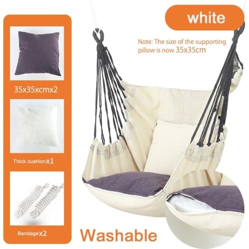 Portable Hammock Chair Hanging Rope Chair Swing Chair Seat with 2 Pillows for Garden Indoor Outdoor Fashionable Hammock Swings