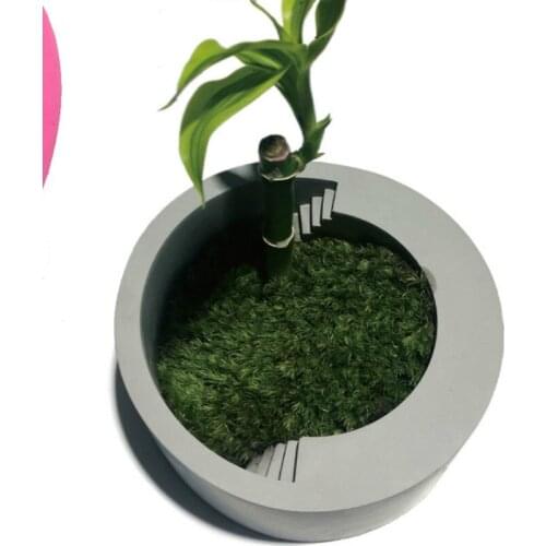 Circular Ladder Stair Concrete Silica Gel Mould for Flower Pot Making Desktop Deocrating Craft Cement Planter Mould