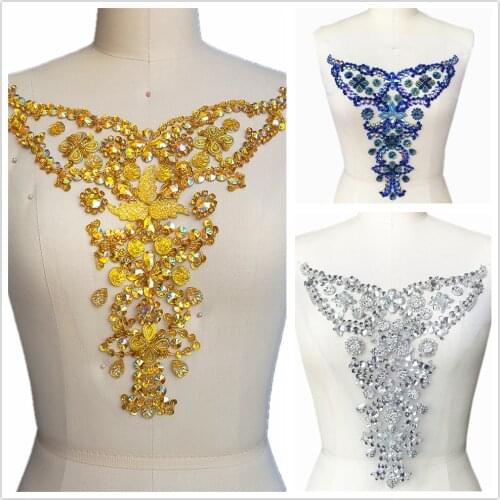 COUTURE 28x30cm Bridal Applique Patch Sewing Rhinestone Crystal Stone strass For Trim Clothes Evening Costume Dresses Decoration