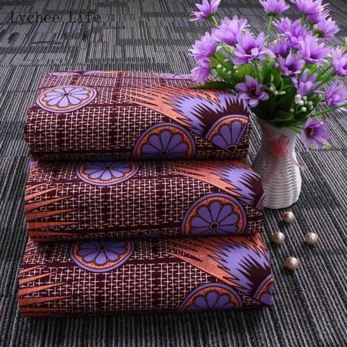 Lychee Life 1Yard Polyester Real Wax Print Fabric Ankara African Floral Batik Sewing Fabric For Women Party Dress Making Crafts