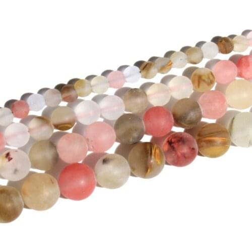 Matte Colorful Volcano Cherry Quartz Loose Beads Natural Gemstone Smooth Round for Jewelry Making 6/10mm