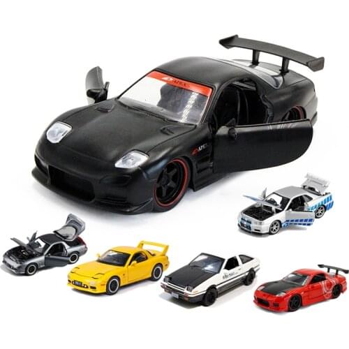 1:28 INITIAL D Toyota AE86 1:32 NISSAN GTR R34 R35 Mazda RX7 Alloy Car Model Pull Back Sound Light Diecast Toy Cars For Boy Chi