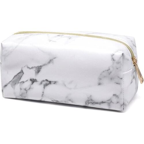 Marble Print Waterproof Cosmetic Bag Women Travel Make Up Organizer Bag Small Zipper Pouch Toiletry Case Storage For Makeup