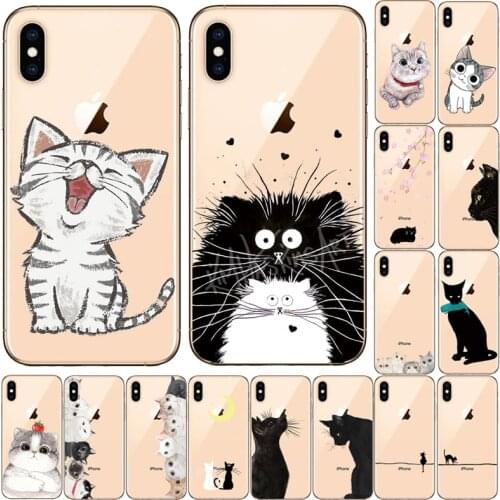 Cartoon Phone Case For iPhone 11 Pro X XS Max XR Cute Cat Cover For iPhone 5 5S SE 8 7 6 6S Plus Soft Silicone Transparent Case