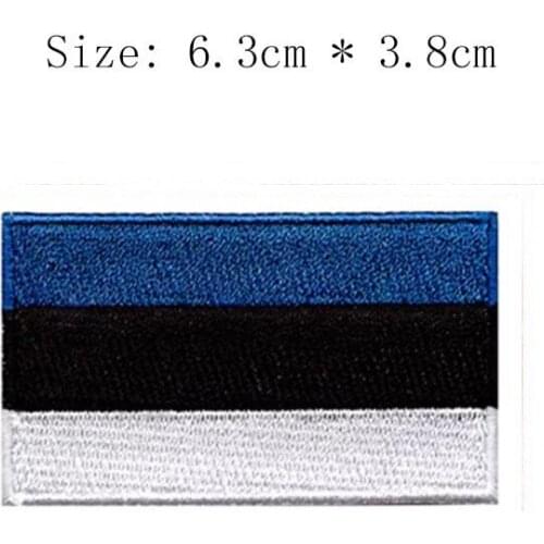 Estonia 2.5" wide embroidery flag patch Wholesale free shipping iron sew on bags left chest National Emblem Tallinn