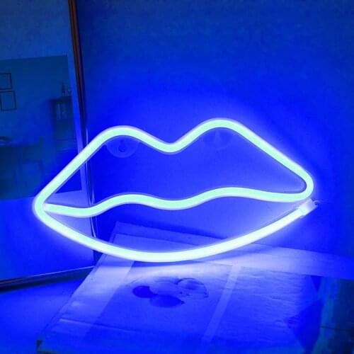 Lip Shaped Neon Sign Always on USB/Battery Powered Acrylic Wall Decor Hanging Decorative Home Atmosphere LED Night Light JDH88