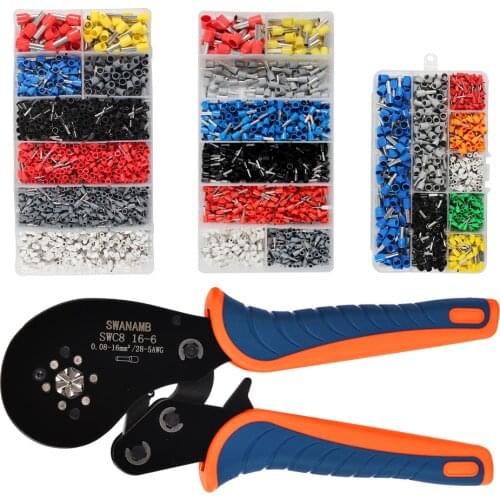 SWC8 16-6 0.08-16mm² 30-5AWG Tubular terminal crimping tools mini pliers Crimping of large size terminals electrical clamps set