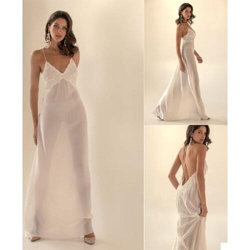 Sexy White Spaghetti Strpe Bathrobe Lace See Through Ankle Length Sleepwear Photoshoot Boudoir Lingerie Nightgown