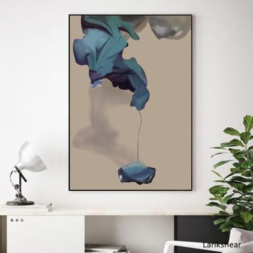 Modern Blue Flower Wall art Canvas Posters and Prints Big Size Custom Pictures Art Painting for Living Room Home Decor unframed