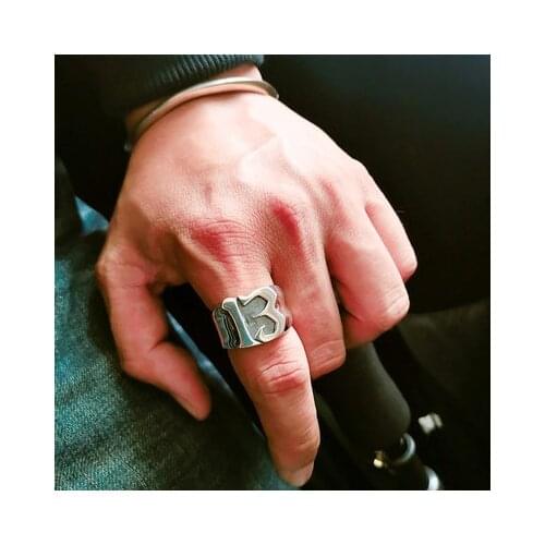Us Size Dropshipping Motor Biker Lucky Number 13 Ring Stainless Steel Men Boys Fashion Cool Man Biker Ring Charm Jewelry OSR631
