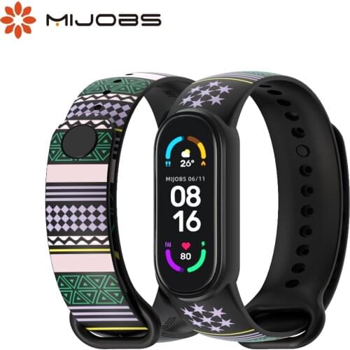 Strap For Xiaomi Mi Band 5 6 Watchband For Mi Band 6 Rubber Print Bracelet Waterproof For Xiaomi 5 6 Strap Smart Bracelet