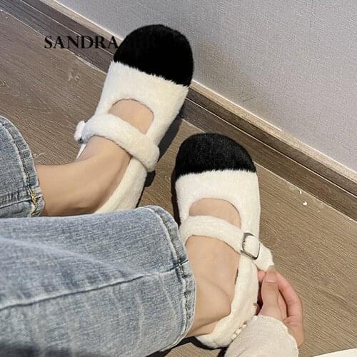SANDRA JRR Promotion New Patchwork Flat Heel Shoes Sandals Summer Autumn Retro Square Toe Casual Flats Shallow