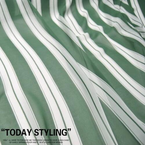 LEO&LIN Striped Green Large Wide Silk Georgette Chiffon Clothing Fabric DIY Patchwork Tissue