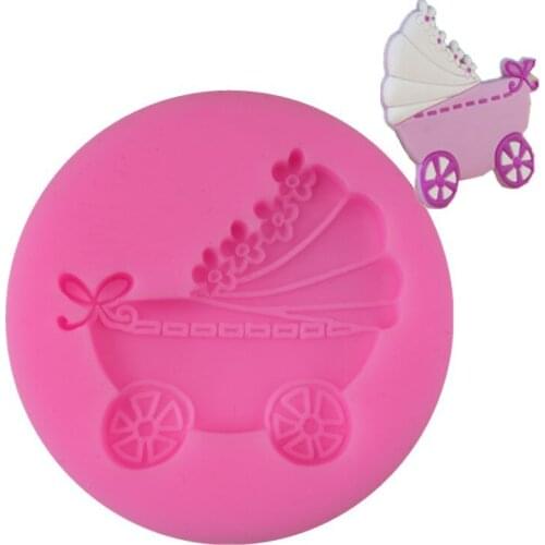 Baby cradle baby car frosting biscuit silicone mold 3D liquid fondant silicone mold cake decoration tool