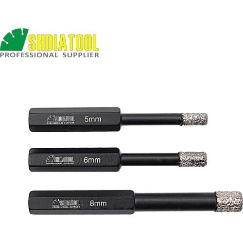 SHDIATOOL 3pcs (Dia6/ 8/10mm) HEX Shank drill bits for drilling stone, masonry, ceramic/tile