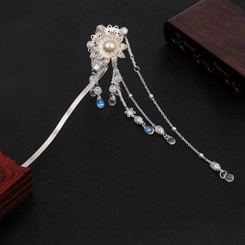 Hair Fork With Tassel Women Wedding Hair Jewelry New Flower Fringed Hairpin Chinese Style Headdress Girl Crystal Hair Decoration