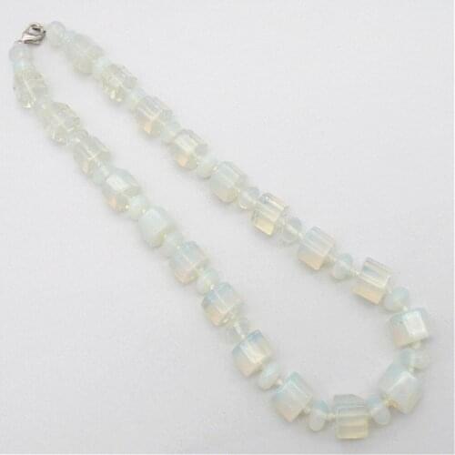 1 Strand 12x10mm Wholesale White Opal Six-sides Column Pendant Necklace Jewelry Ornaments 16.5inch S253