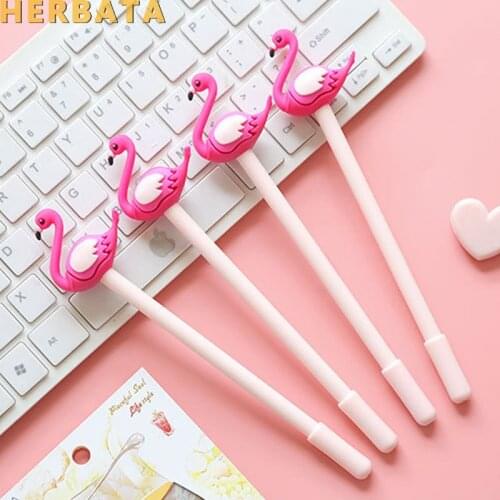1Pc/Lot New Cute Creative White And Pink Sleepy Flamingo Gel Pen Office School Gift Stationery Pen CL-1025