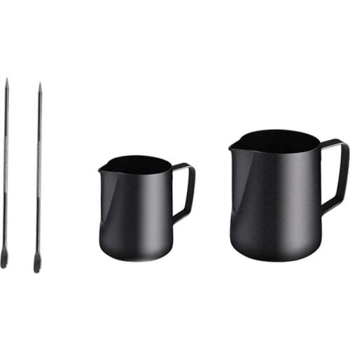 2 Pack Milk Frothing Pitcher,Steaming Pitcher with Decorating Pen,Coffee Cappuccino Latte Art Milk Frother(12OZ&20OZ)