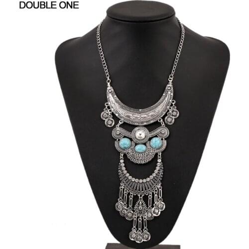 2017 Fashion Bohemian Collier Maxi Necklaces Gem Pendants Vintage Statement Jewelry for Women Gift